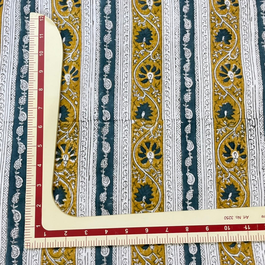 Fabric with a patterned design and a ruler for scale