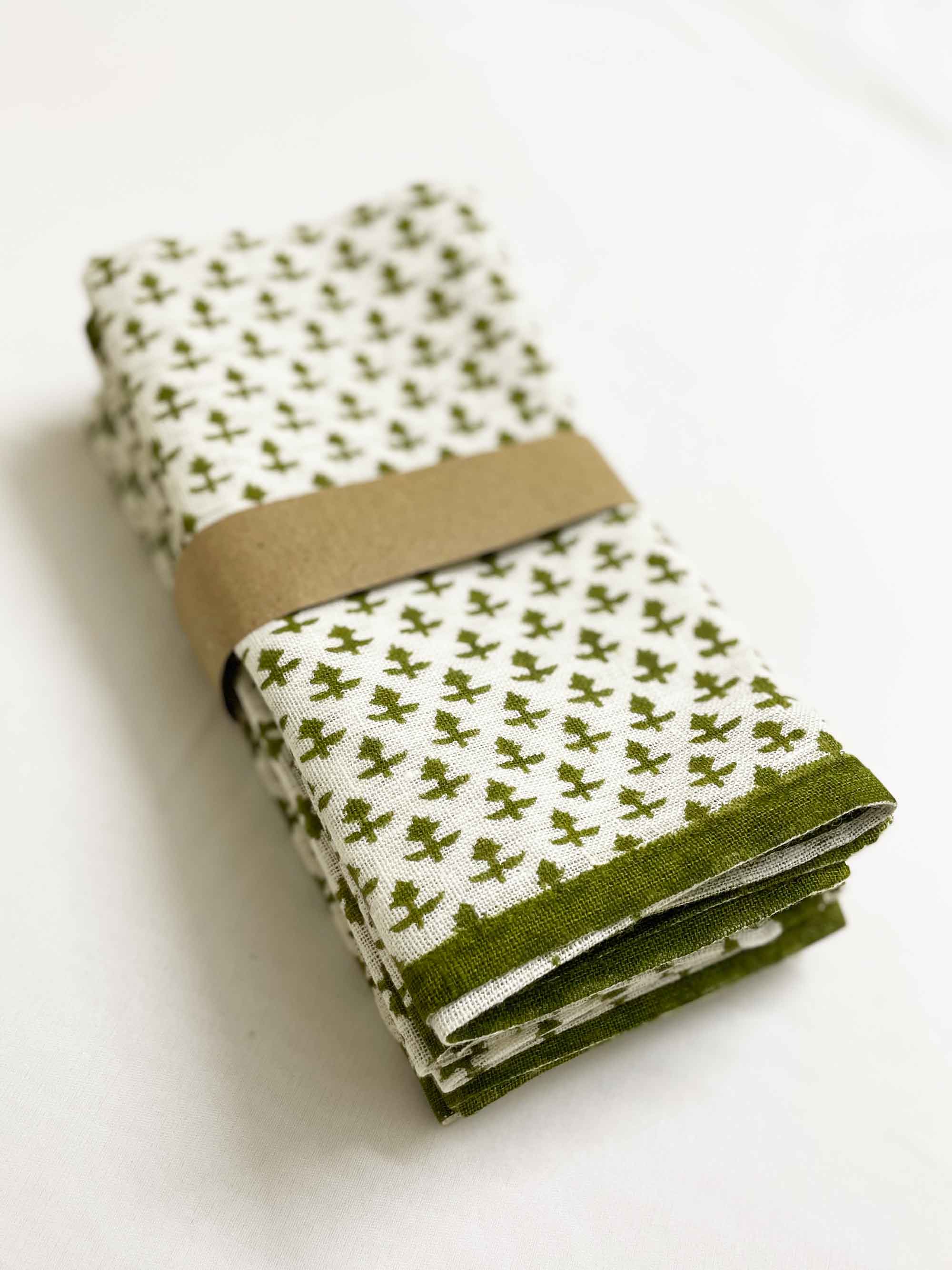 Hand Block Printed Dinner Napkins Set