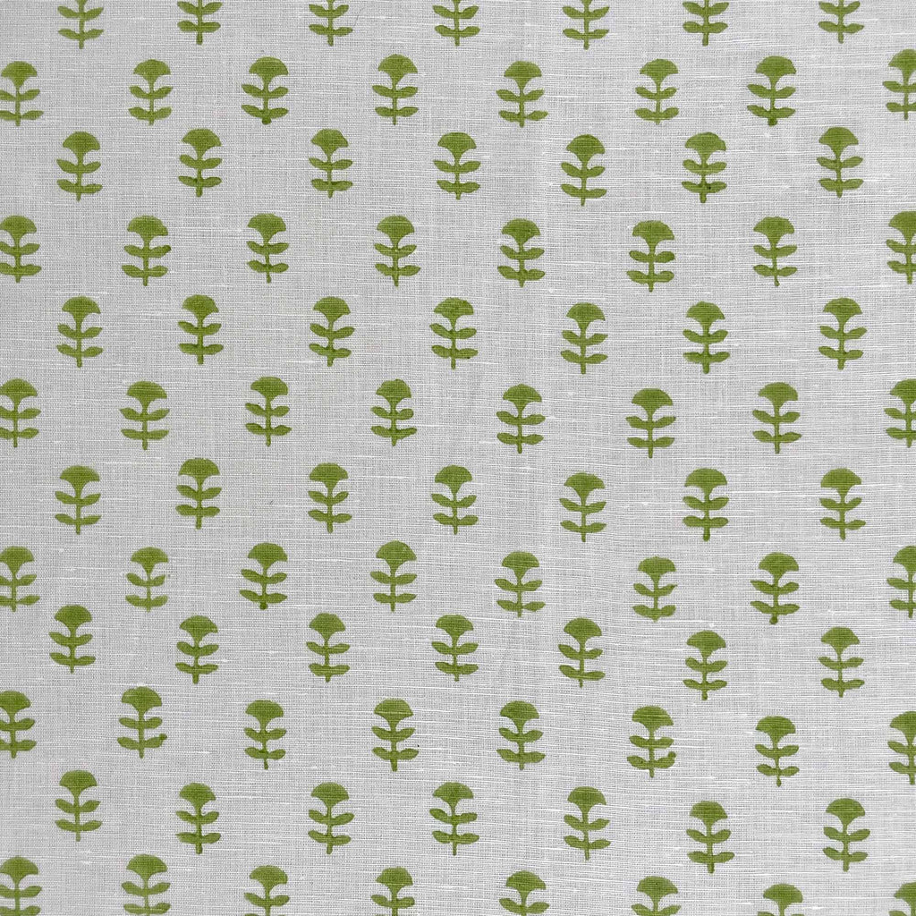 Sage Green Tiny Flower Hand Block Printed Linen
