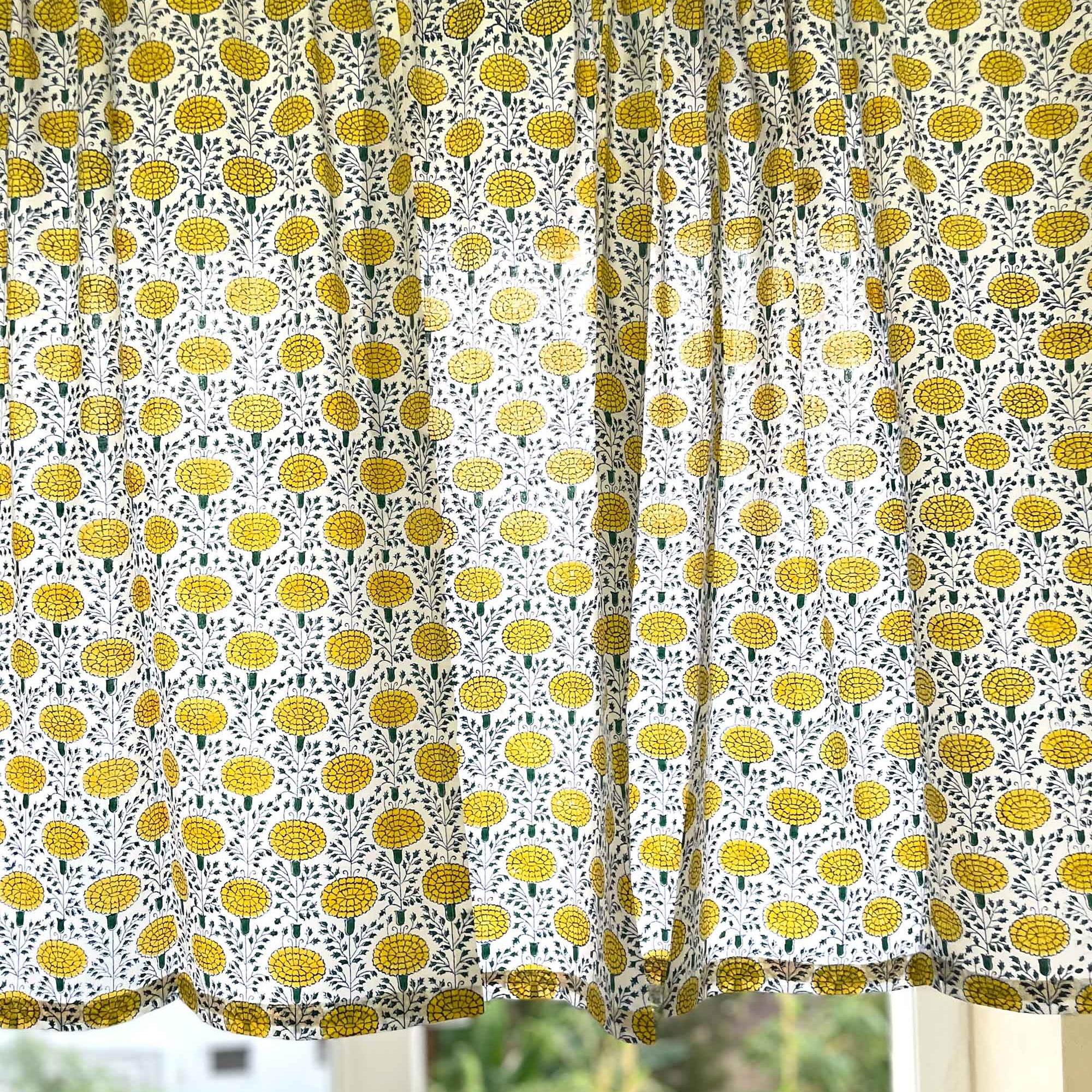 Marigold Print Cafe Curtains By DesiCrafts