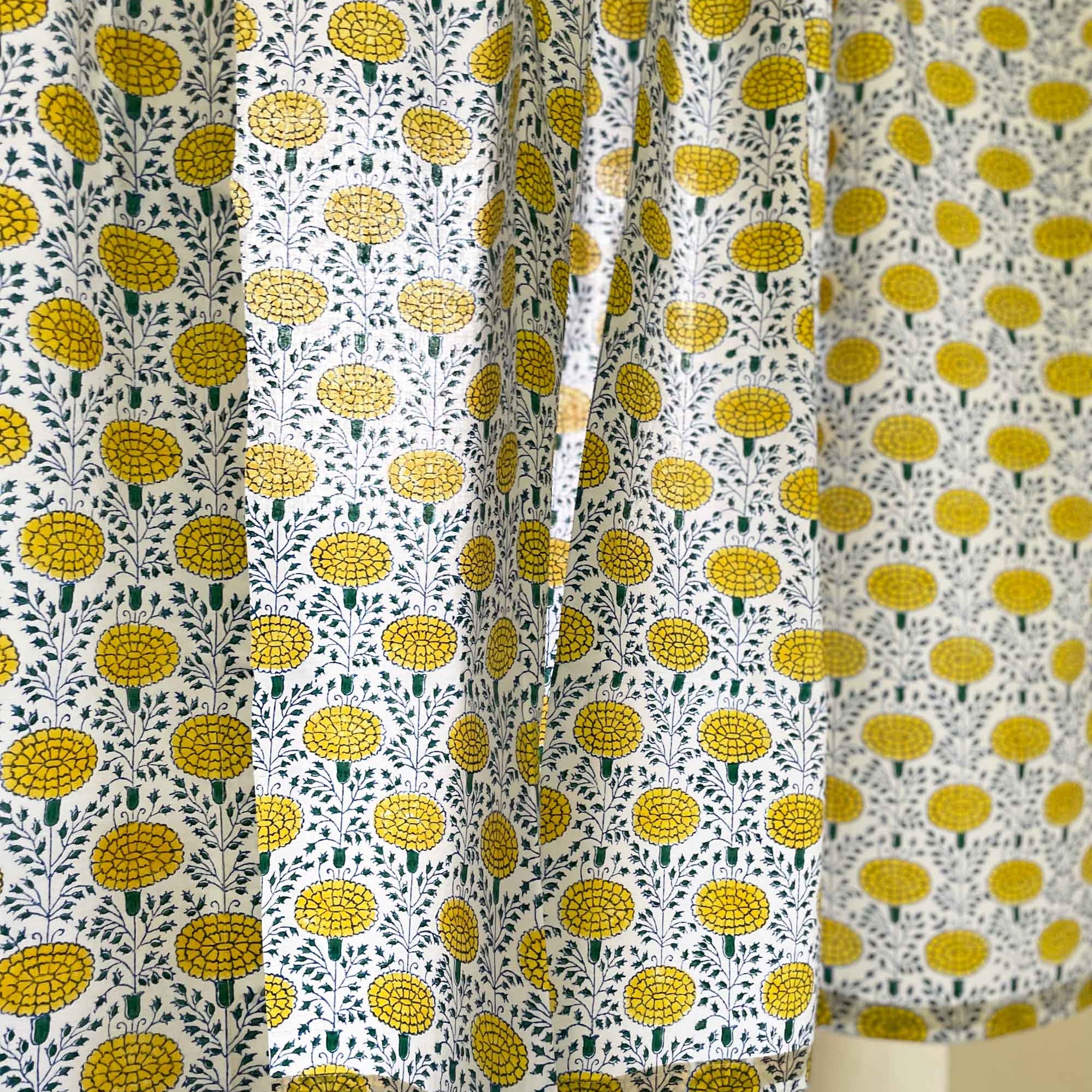 Yellow and Green Marigold Kitchen Valance