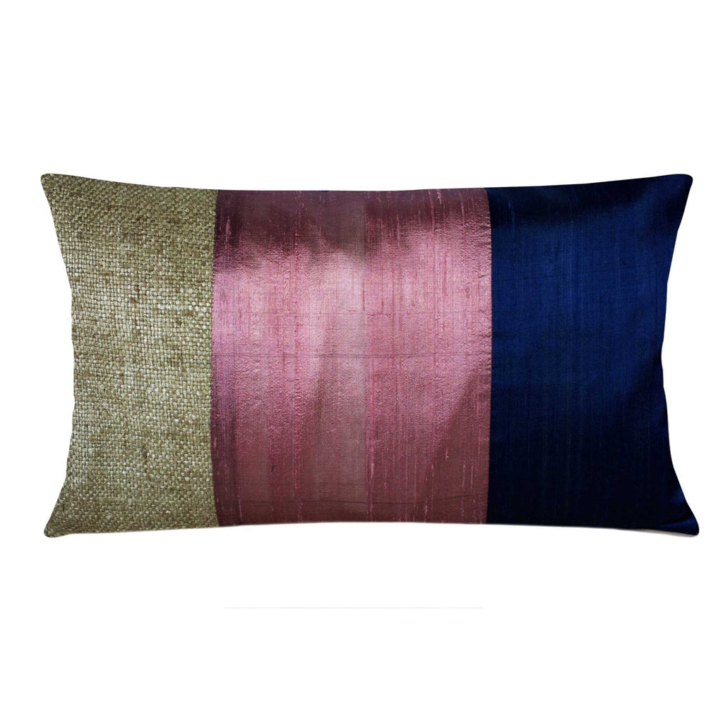 Pink Blue Bhagalpuri Jute Silk Pillow Cover Buy online at DesiCrafts