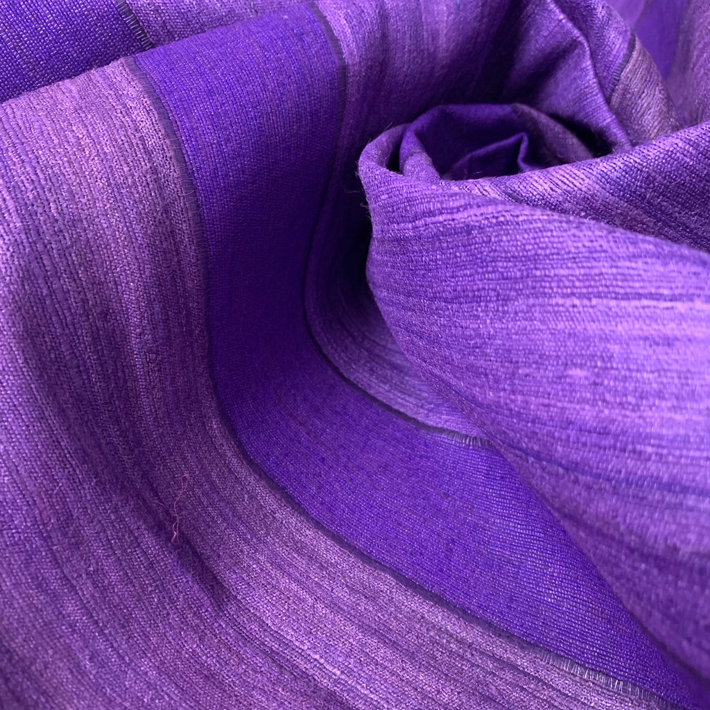 Purple Striped Ahimsa Tussar Pure Silk Fabric
