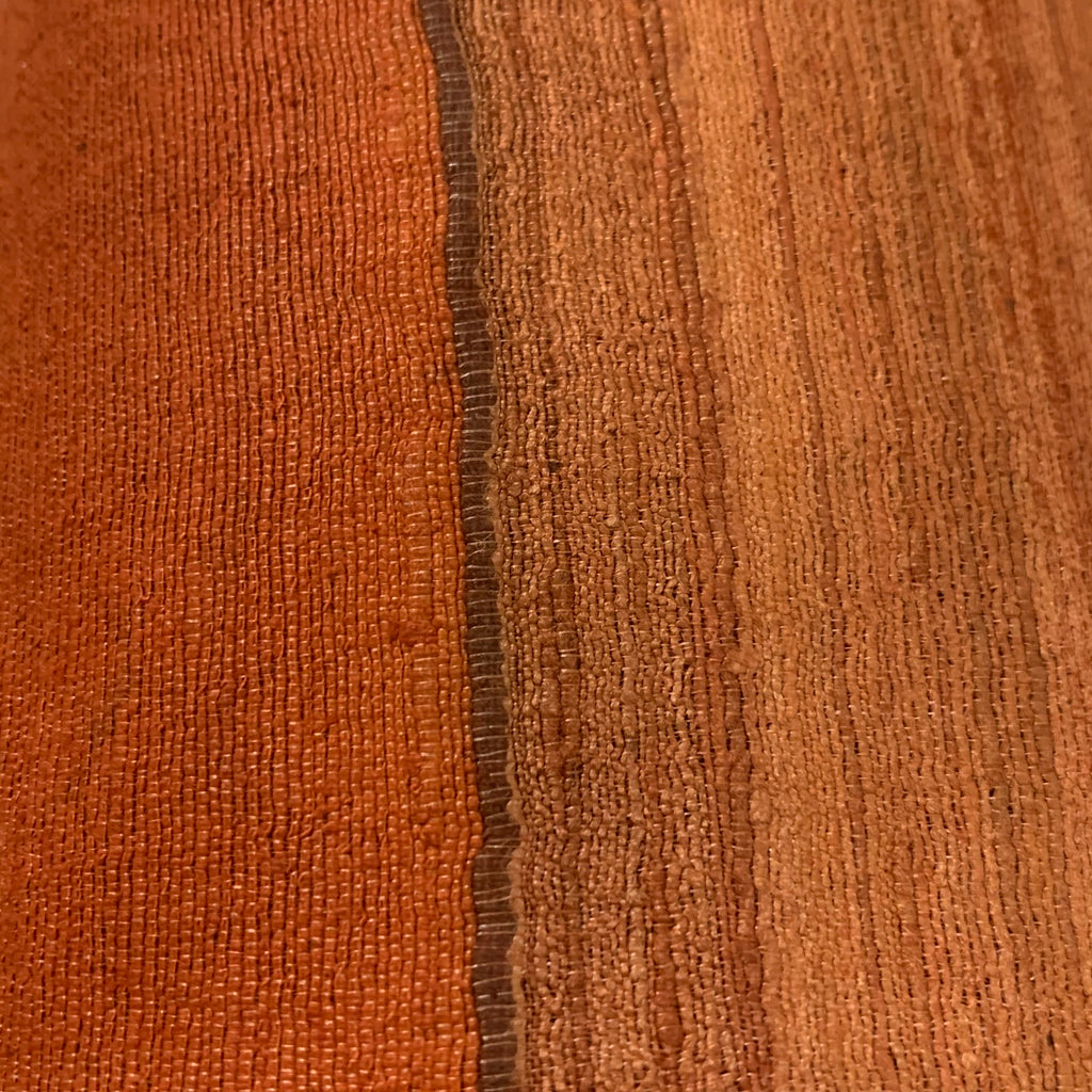 Rust Striped Ahimsa Tussar Pure Silk Fabric