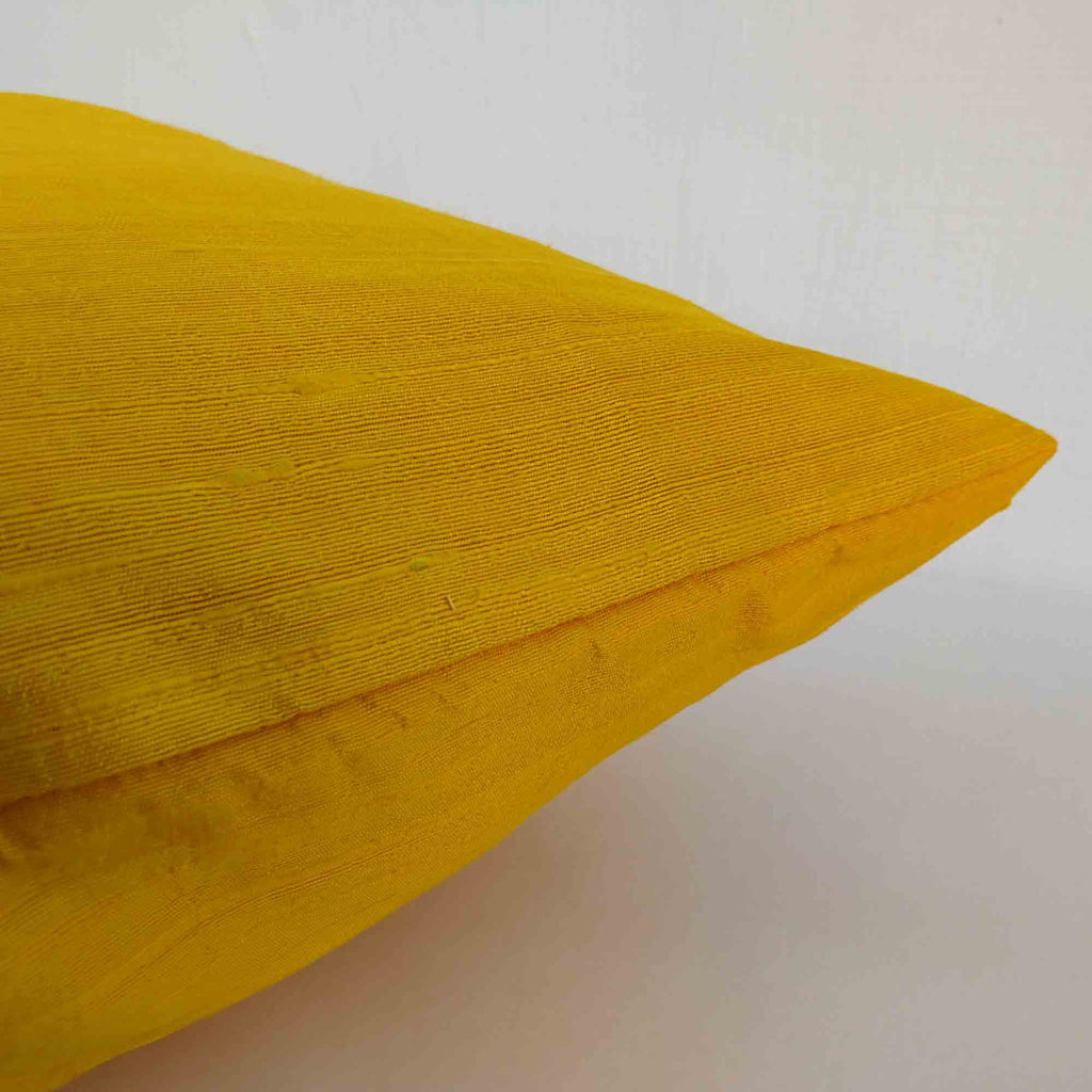 yellow raw silk pillow cover