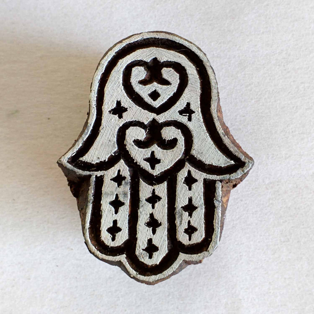 Hamsa Hand Wooden Stamp for Fabric Printing
