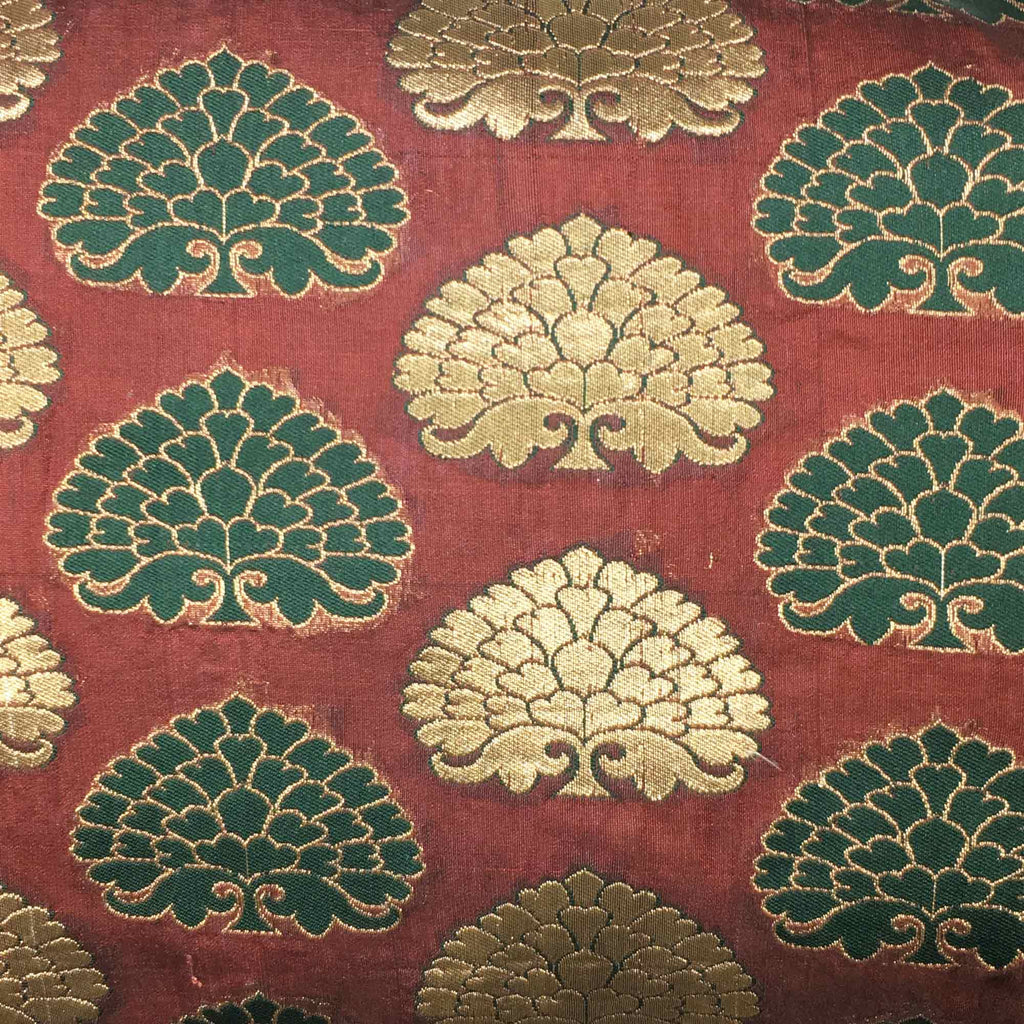 Brown and Gold Banarasi Silk Lumbar Cushion Cover