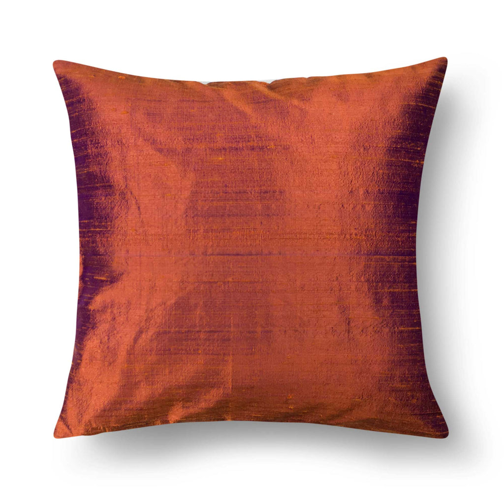Solid Burgundy Raw Silk Cushion Cover By DesiCrafts