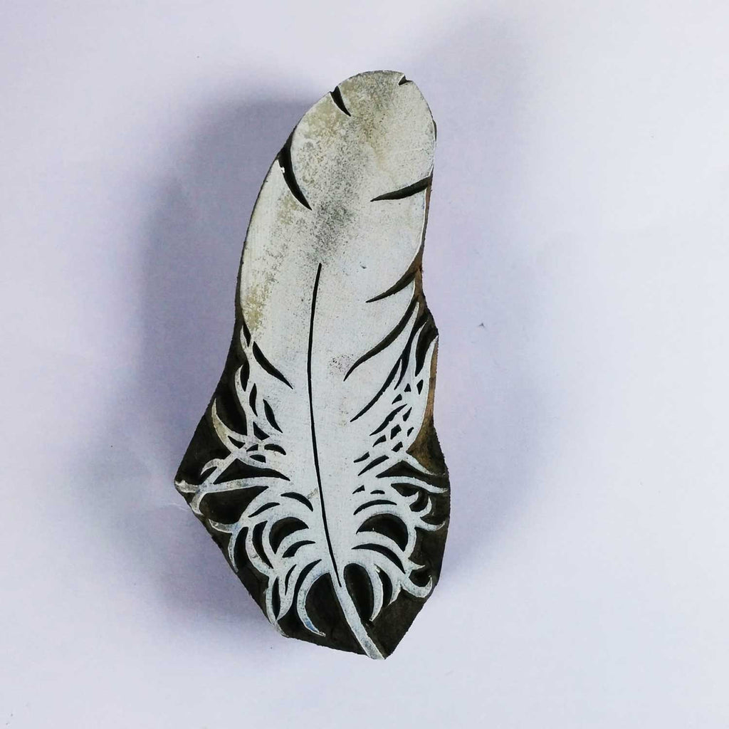 Big Feather Wooden Block Printing Stamp