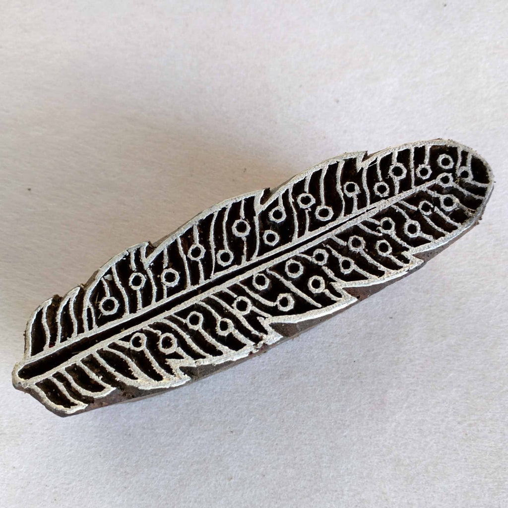 Feather Wooden Block Printing Stamp for Textile and Paper Printing