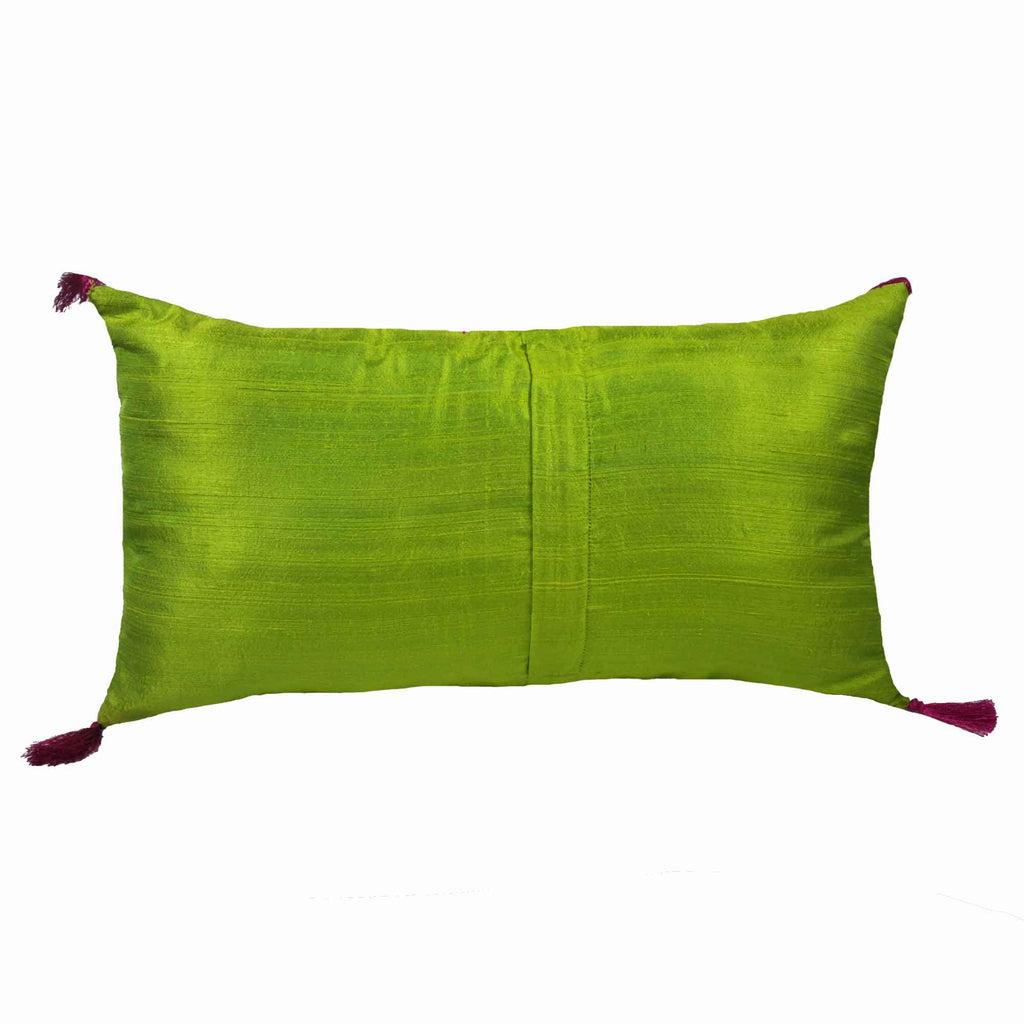 chartreuse lumbar silk pillow