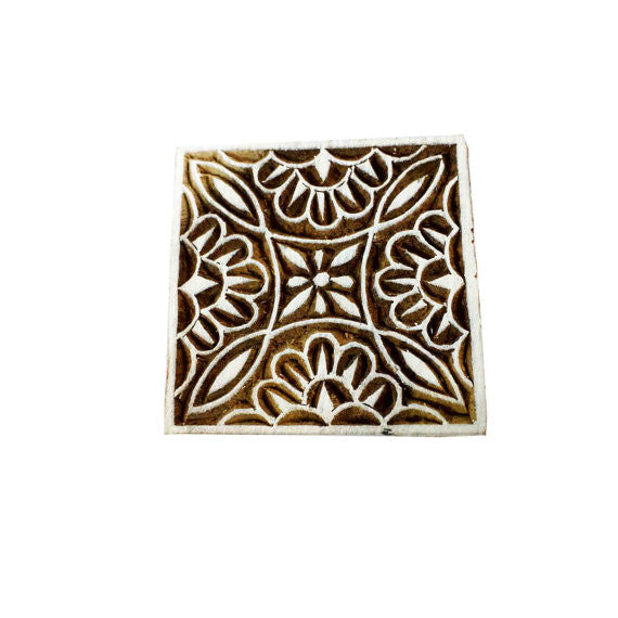 Square Floral Wooden Stamp for Printing