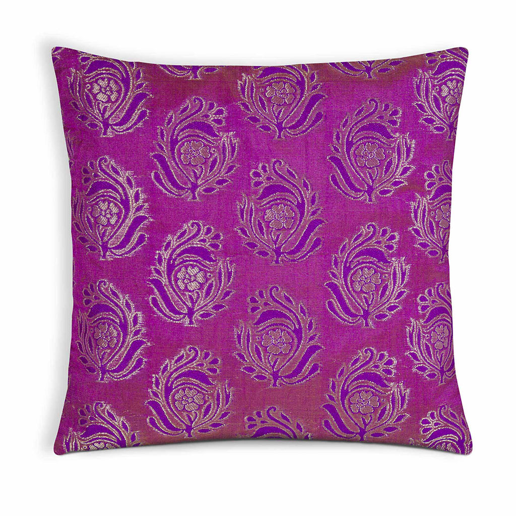 magenta and purple silk pillow cover