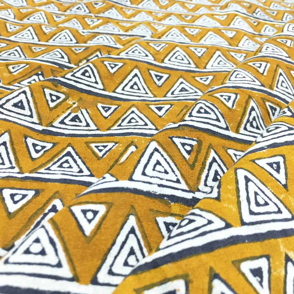 Triangles Hand Block Printed Cotton Fabric Buy Online