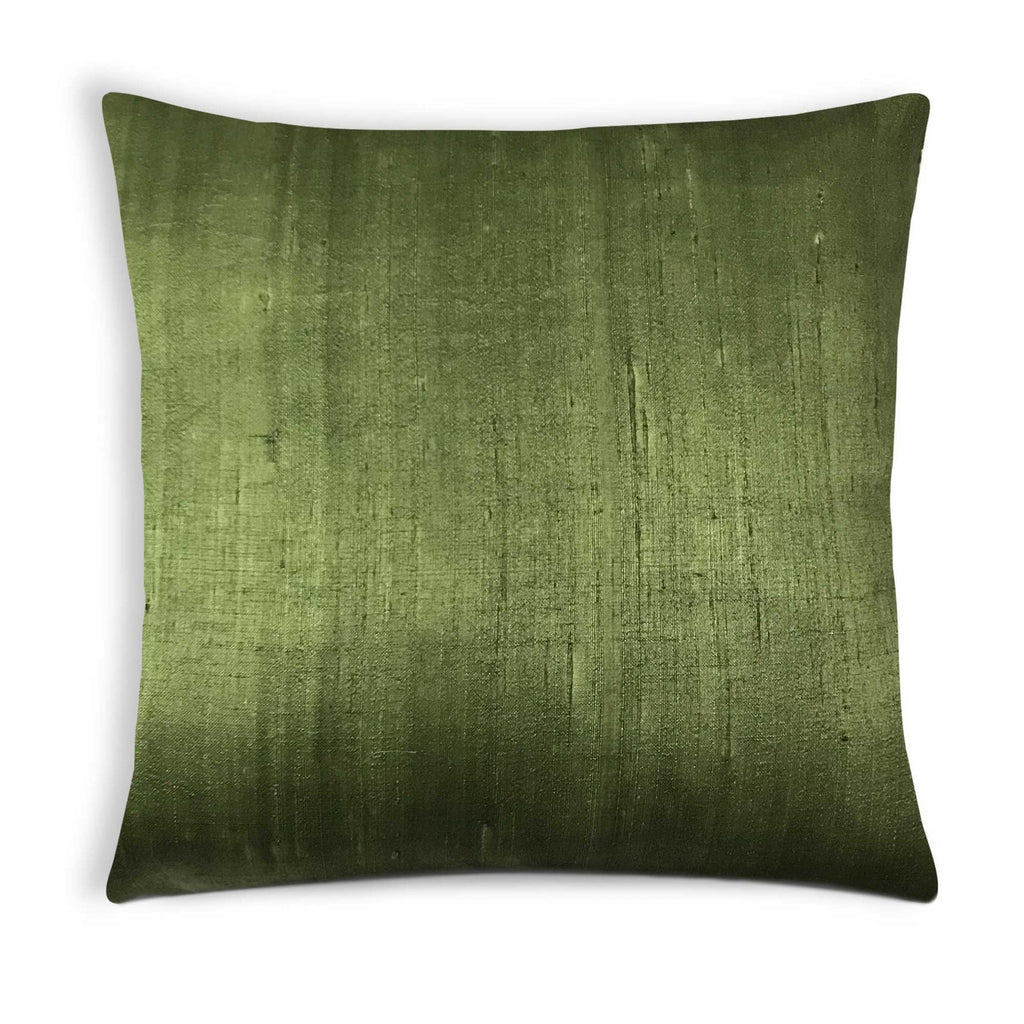 Olive raw silk pillow cover