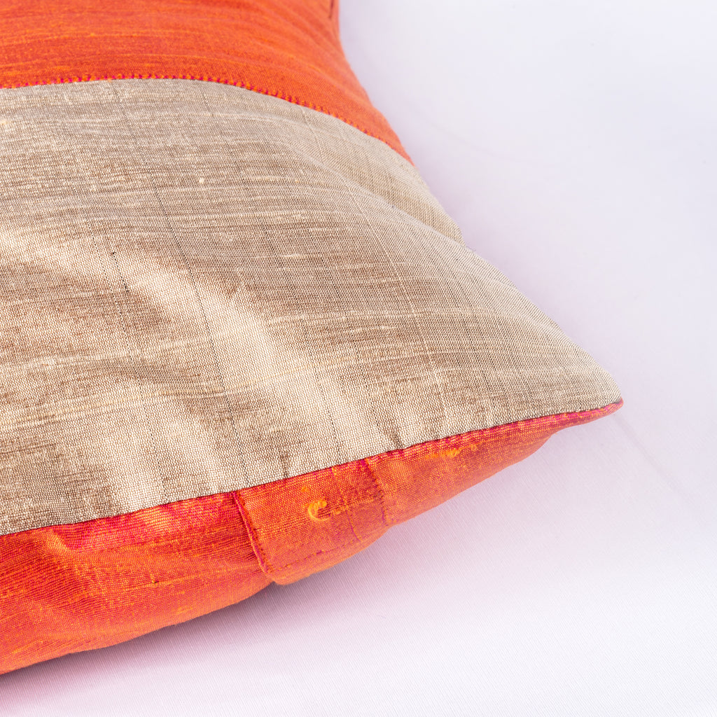 Hazel Raw Silk Pillow Cover Handmade in India