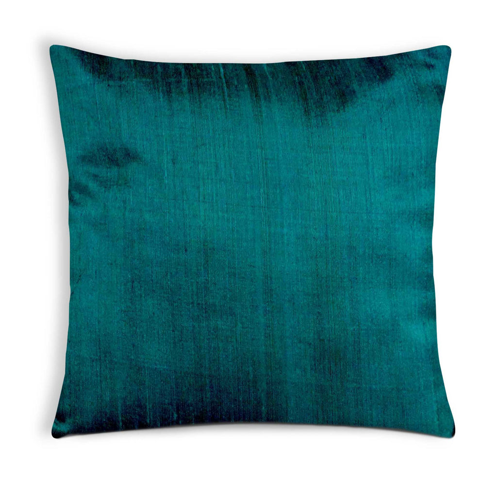 Peacock Blue Pure Raw Silk Cushion Cover