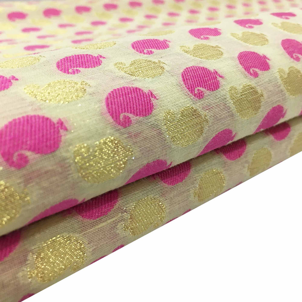 Handwoven chanderi silk fabric buy online