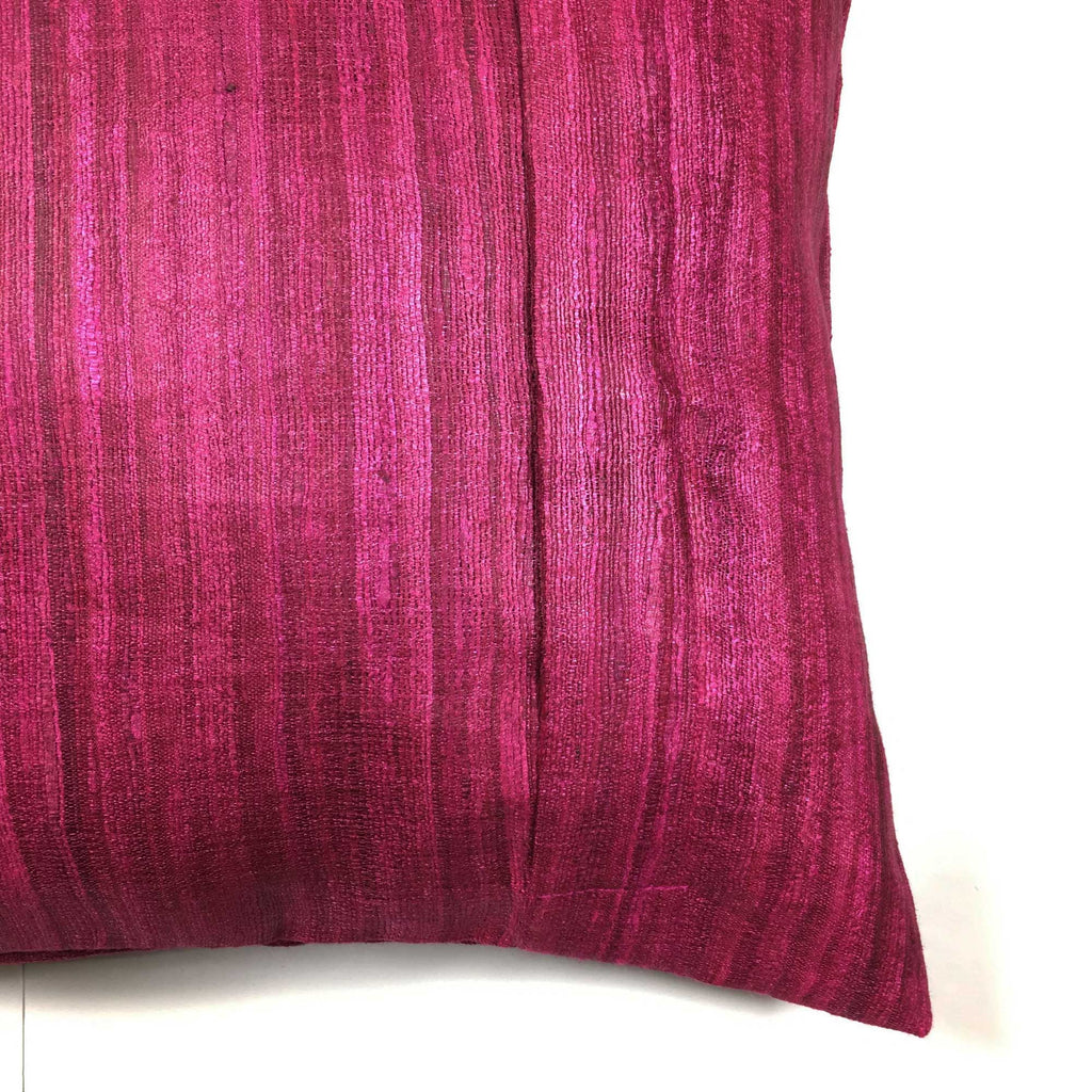 Solid magenta tussar silk pillow cover buy online from DesiCrafts