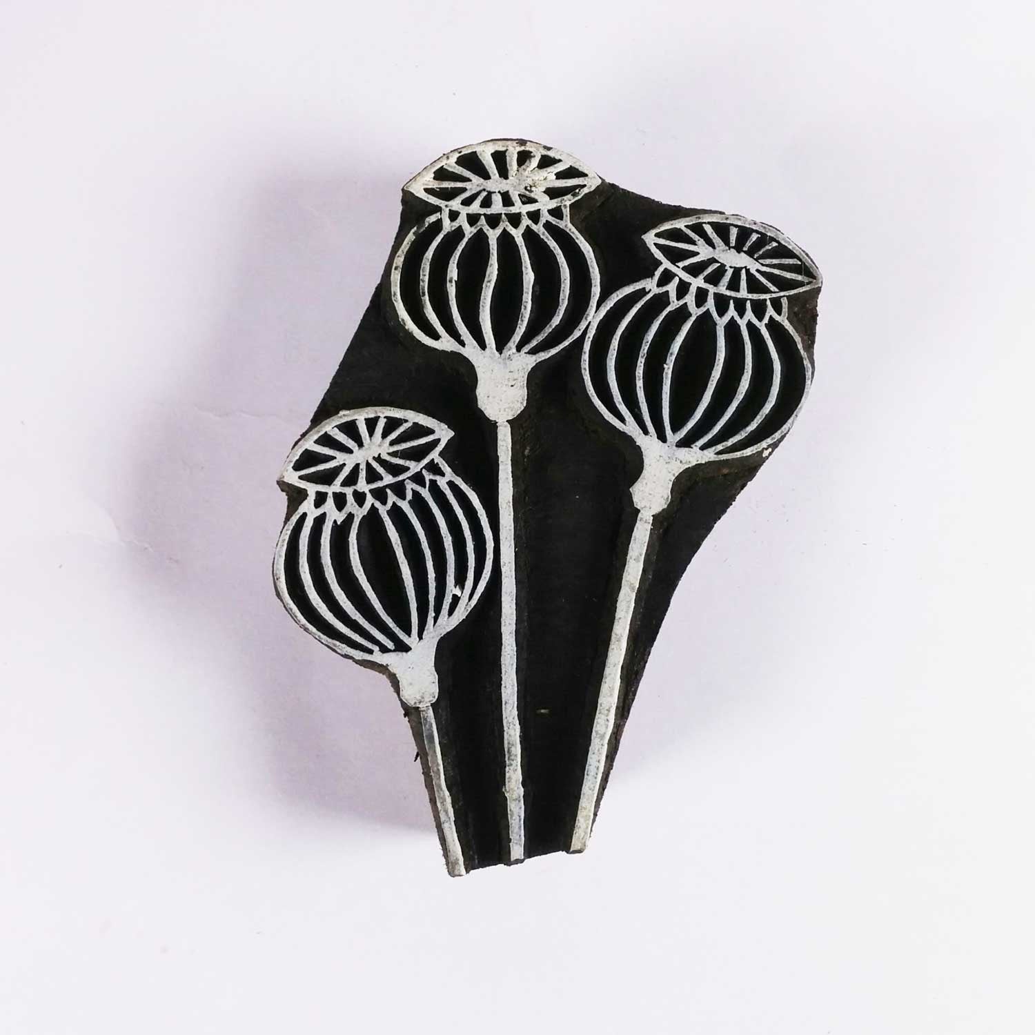 Poppy Pods Wooden Block Printing Stamp