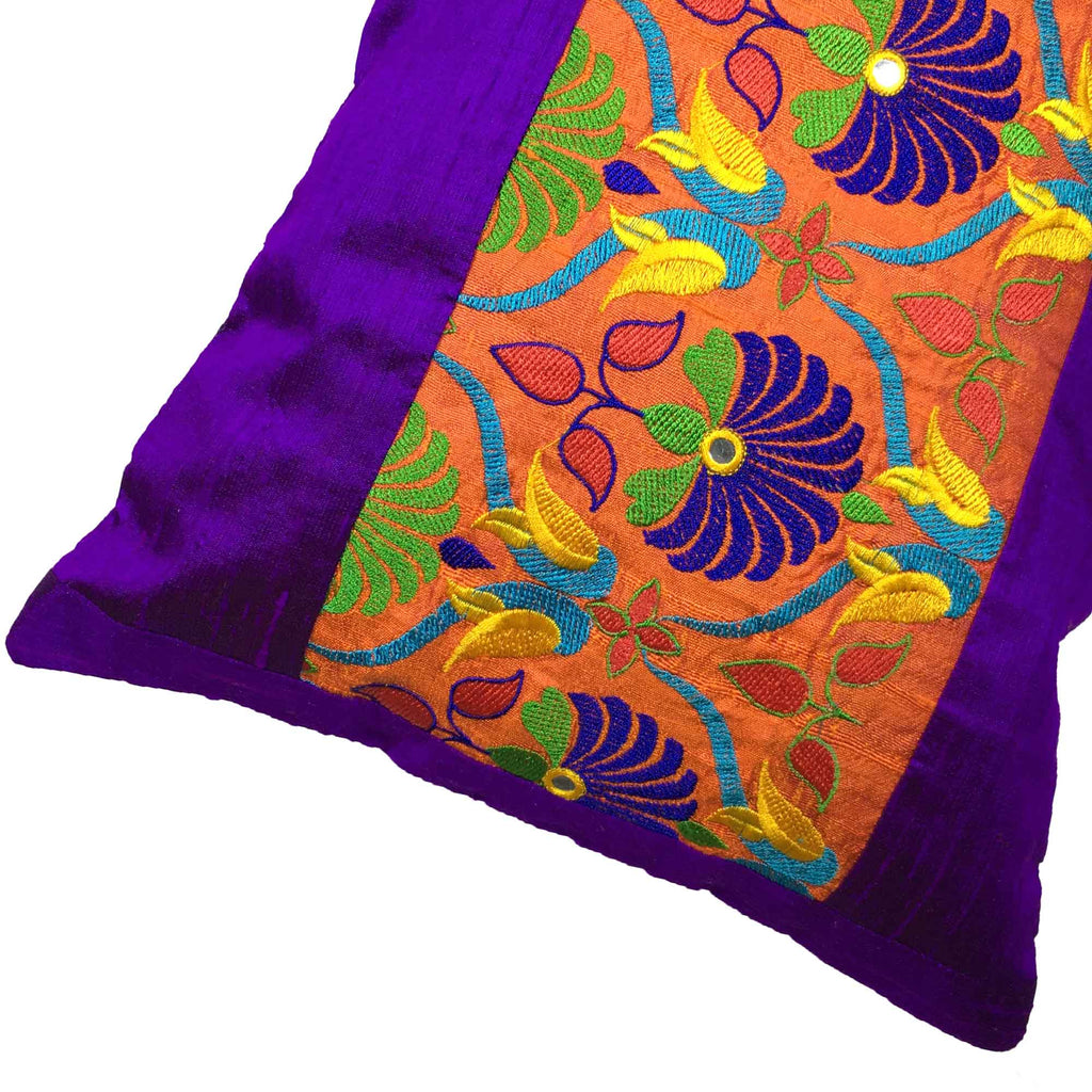 DesiCrafts Orange Purple Kutch Embroidery Pillow Cover Buy Online