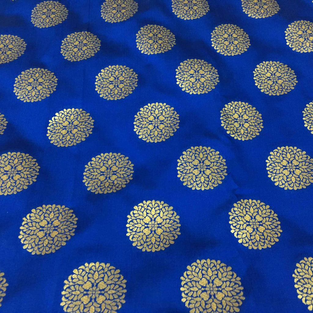 Blue and Gold Banarasi Silk Lumbar Pillow Cover Buy Online