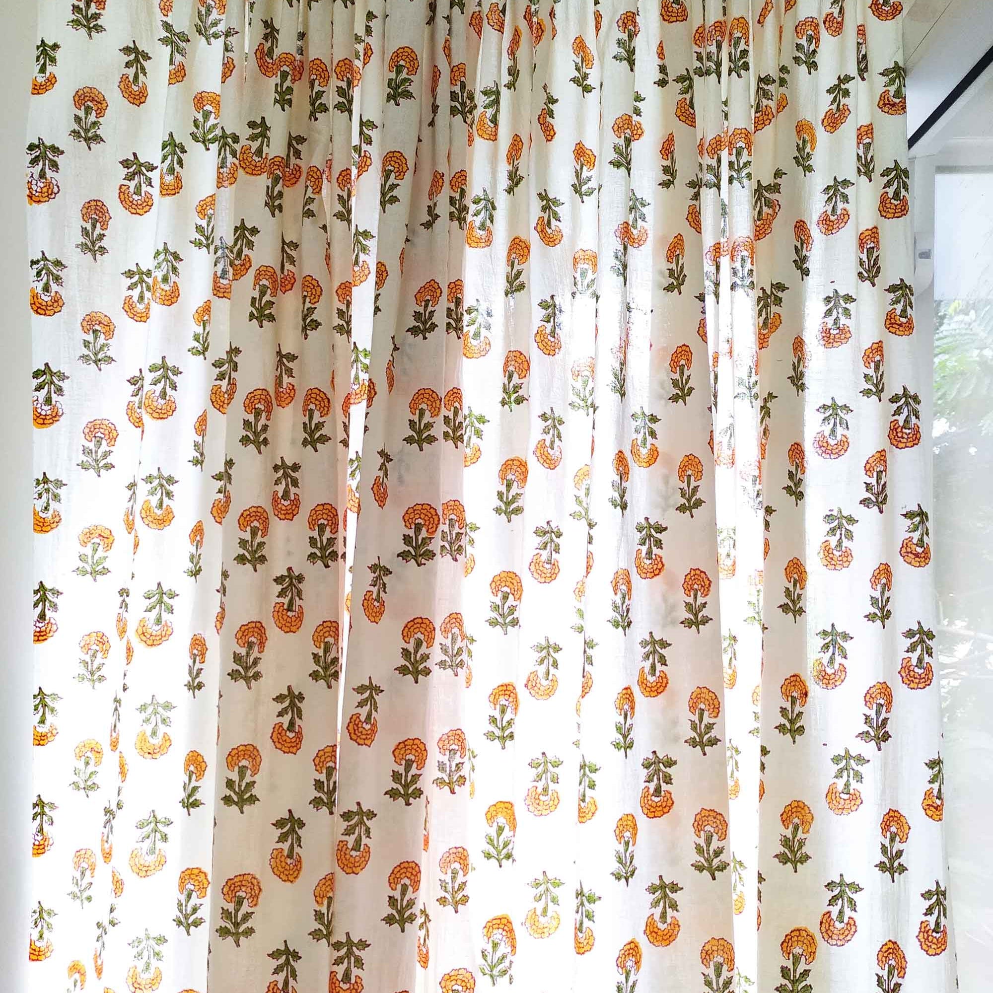saffron organic cotton curtains set of two