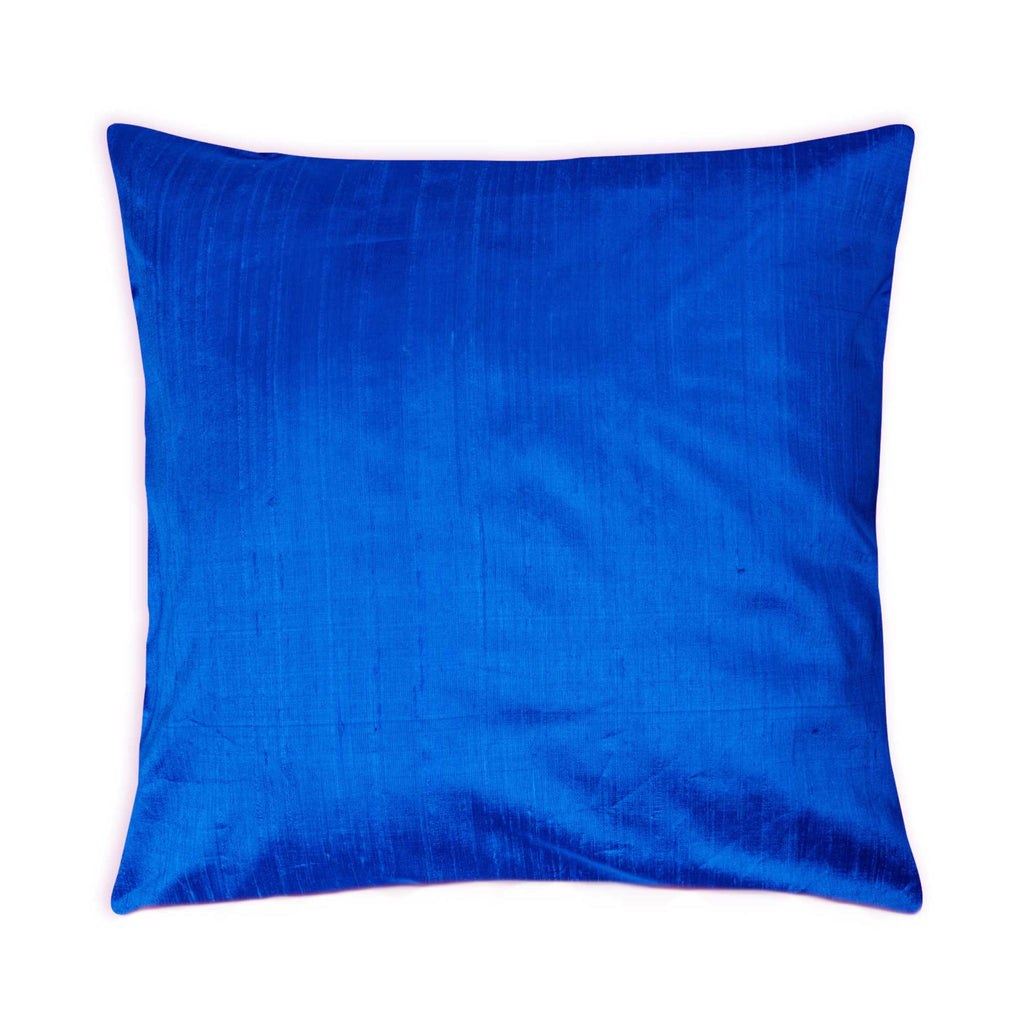 DesiCrafts Raw Silk Pillow Cover in Turquoise Blue