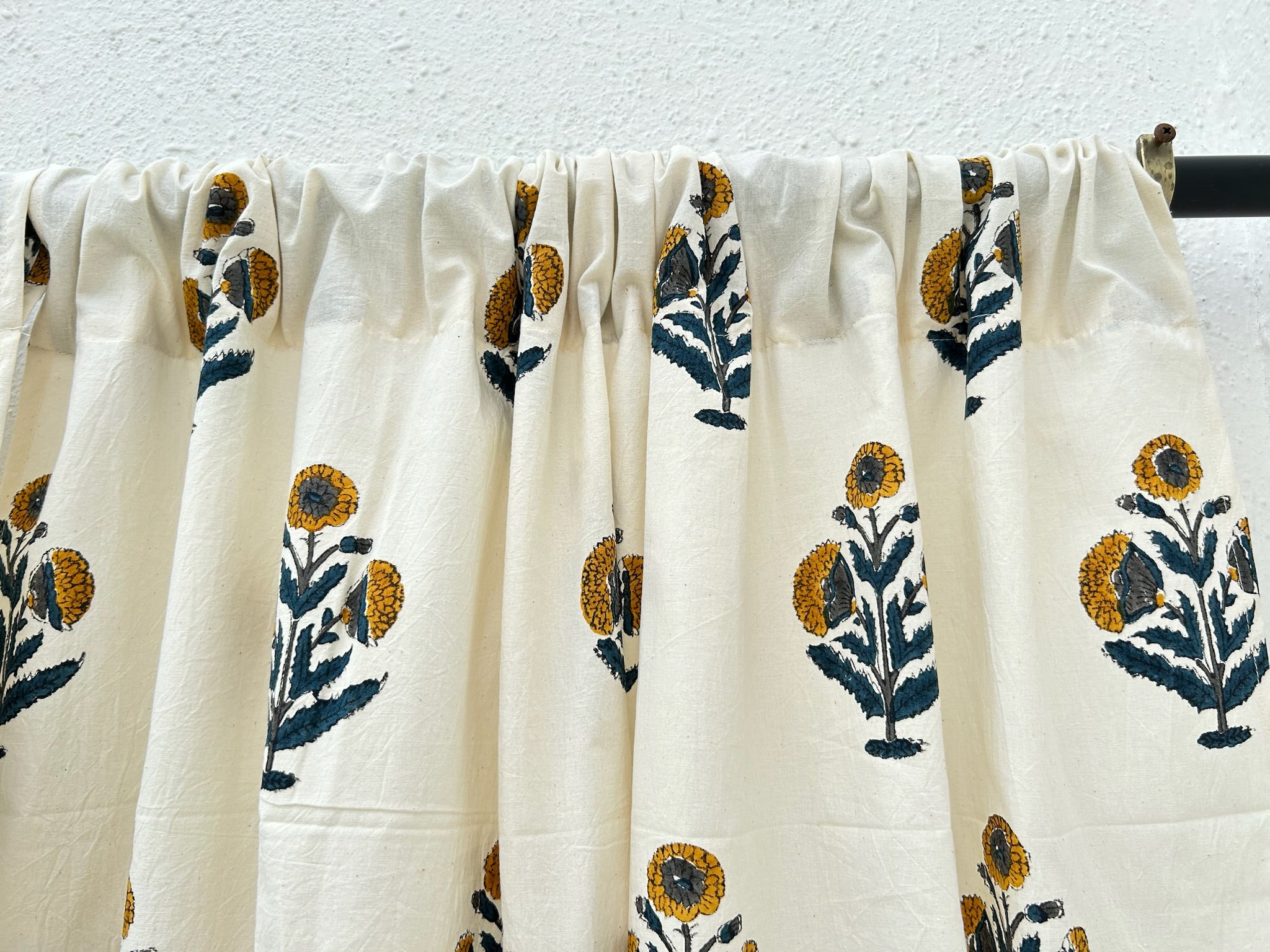 Curtain with floral pattern on a white background