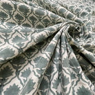 Patterned fabric with geometric design in gray and white
