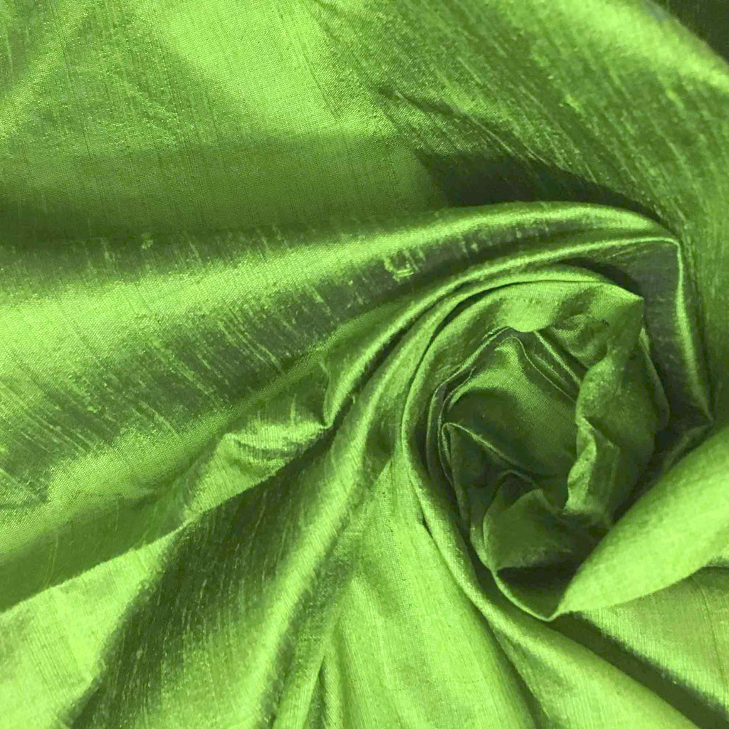 Dark Green Raw Silk Fabric