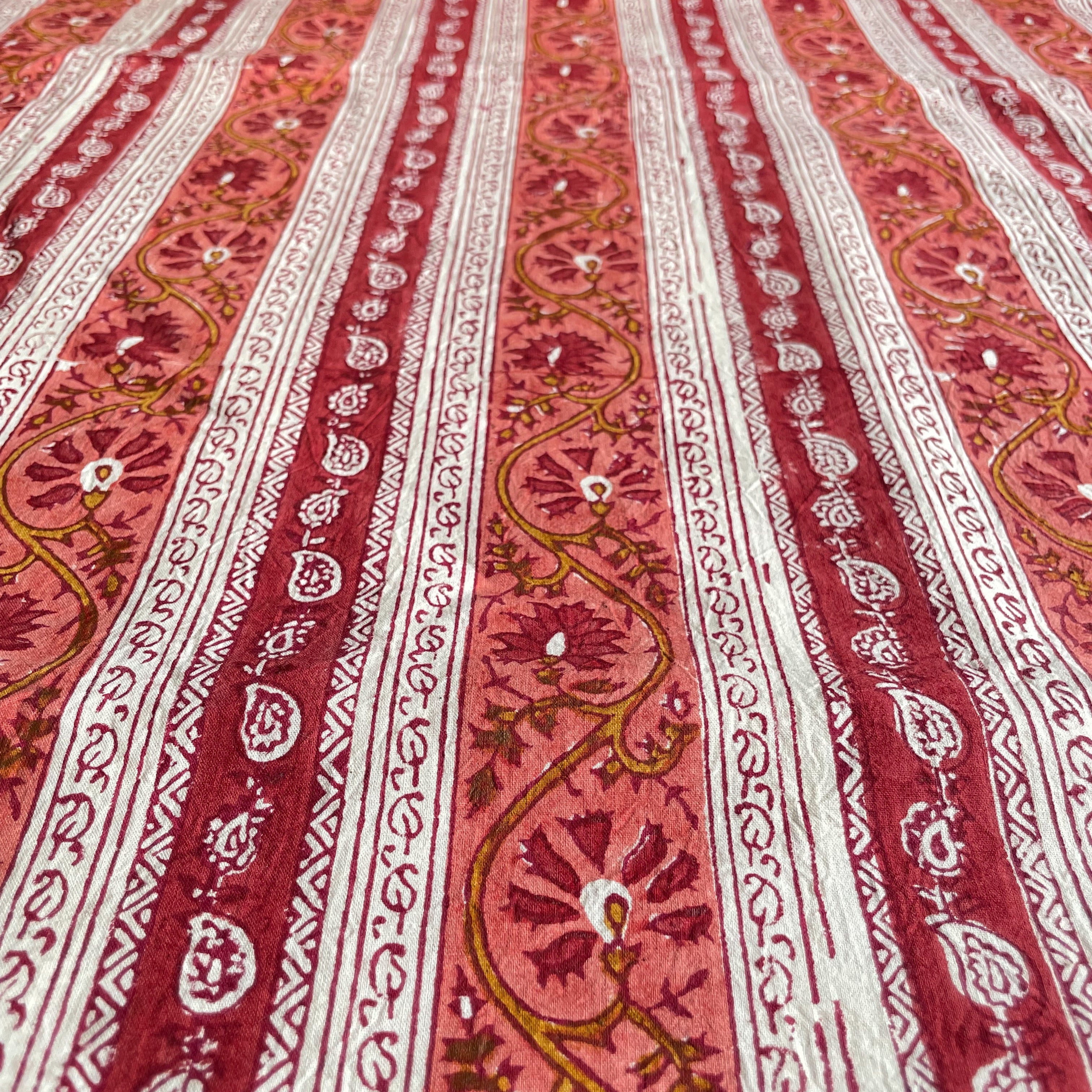 Desicrafts rust and mustard cotton kalamkari fabric