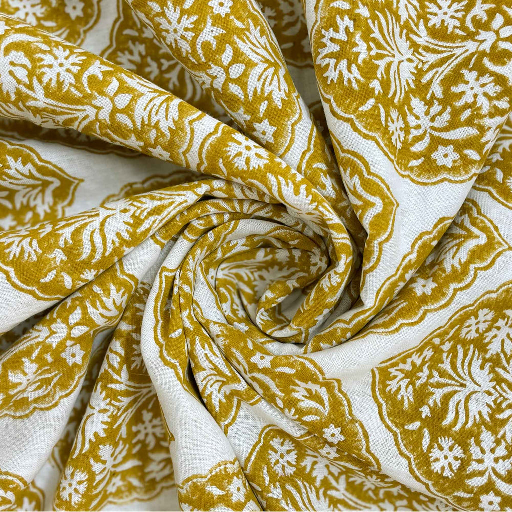 Indian Block Print  Designer Linen Fabric By DesiCrafts