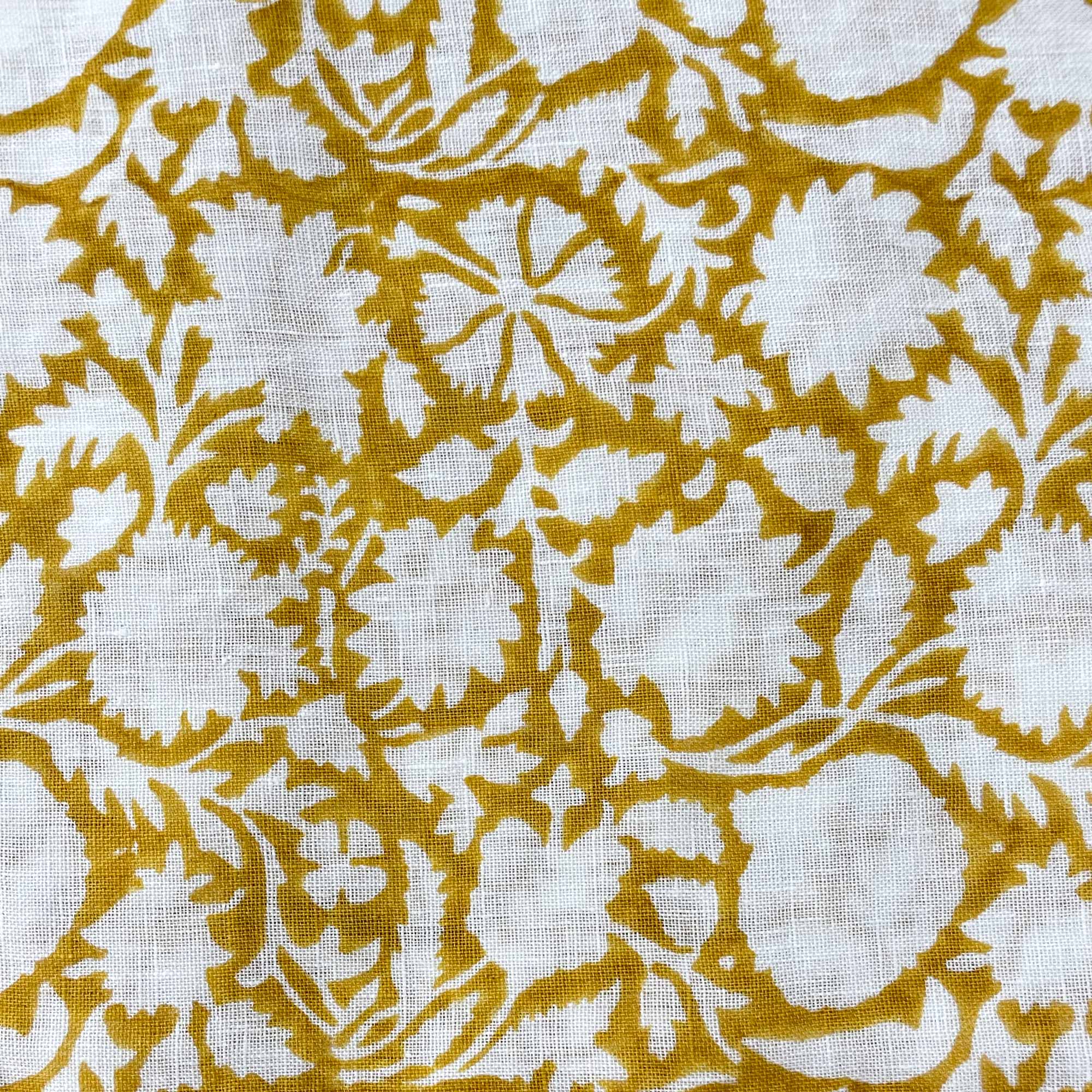 Hand Block Printed Mustard Linen 