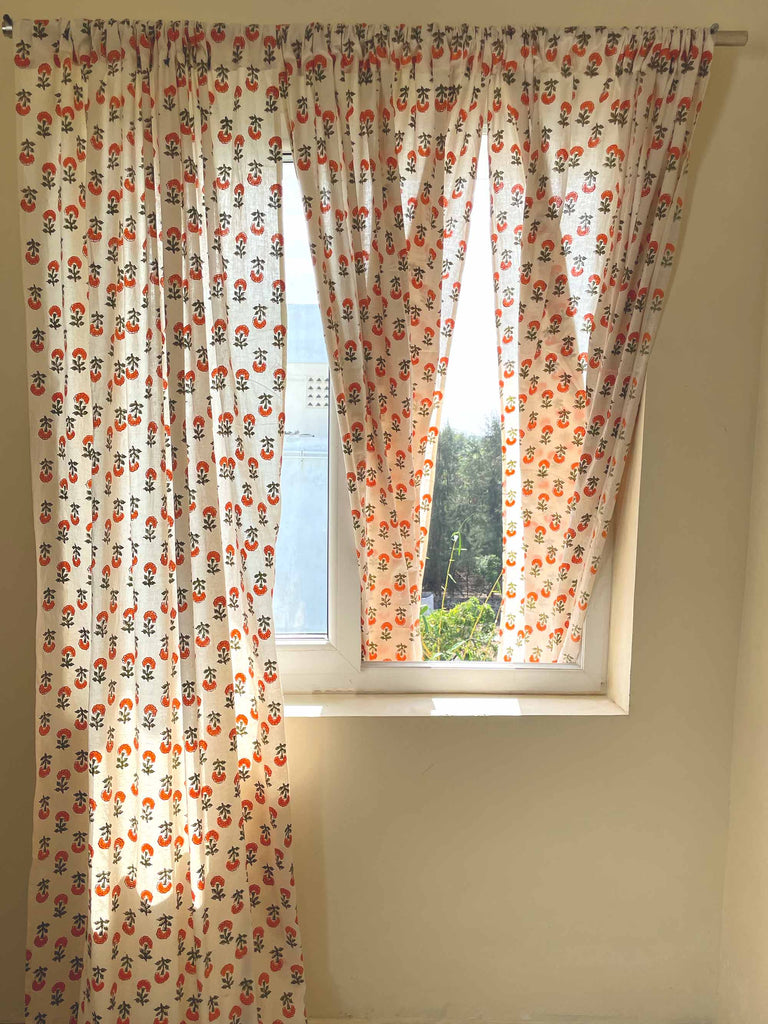 Marigold Floral Print Organic Cotton Curtains