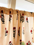 Red and Blue Poppy Print Cafe Curtains