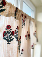 Red and Blue Poppy Print Kitchen Valance
