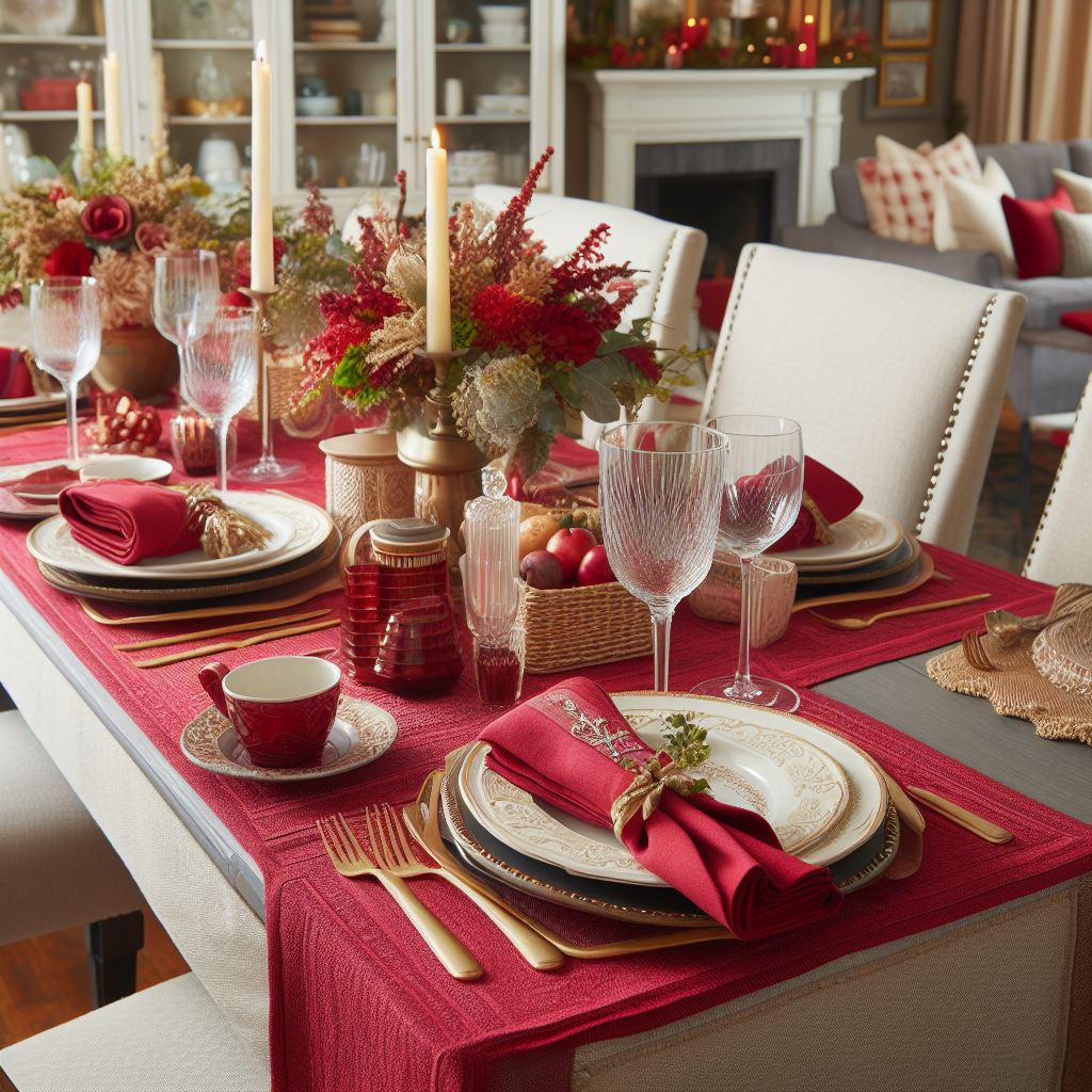 Set Of Four Linen Napkins in Red