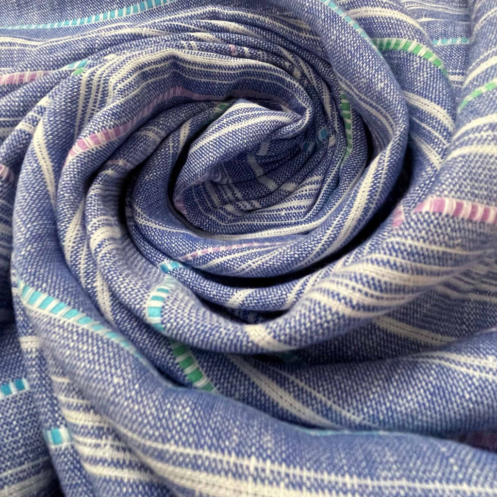 Blue Striped Linen Extra Wide Fabric