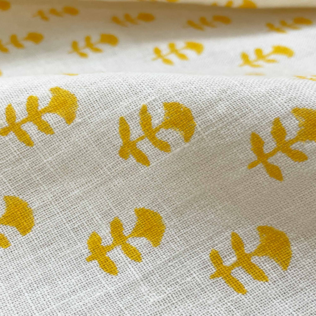 Block Printed Linen Fabric By Yard