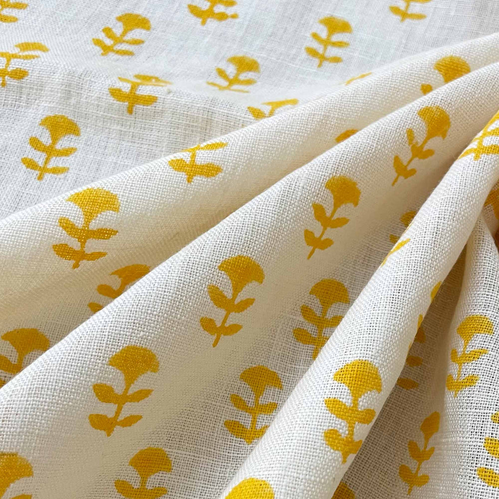 Yellow Butti Indian Block Print Linen