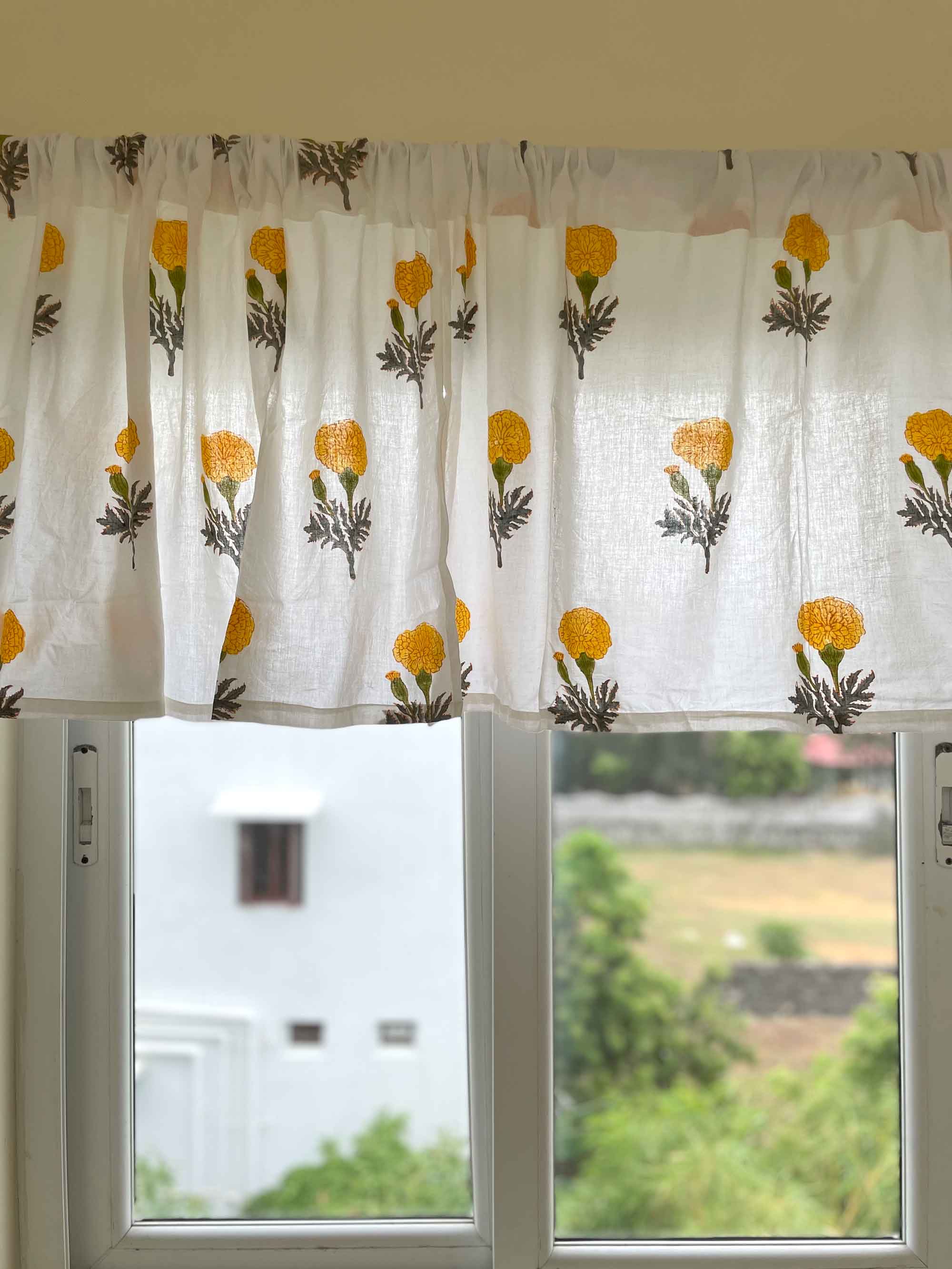 Yellow floral kitchen valance