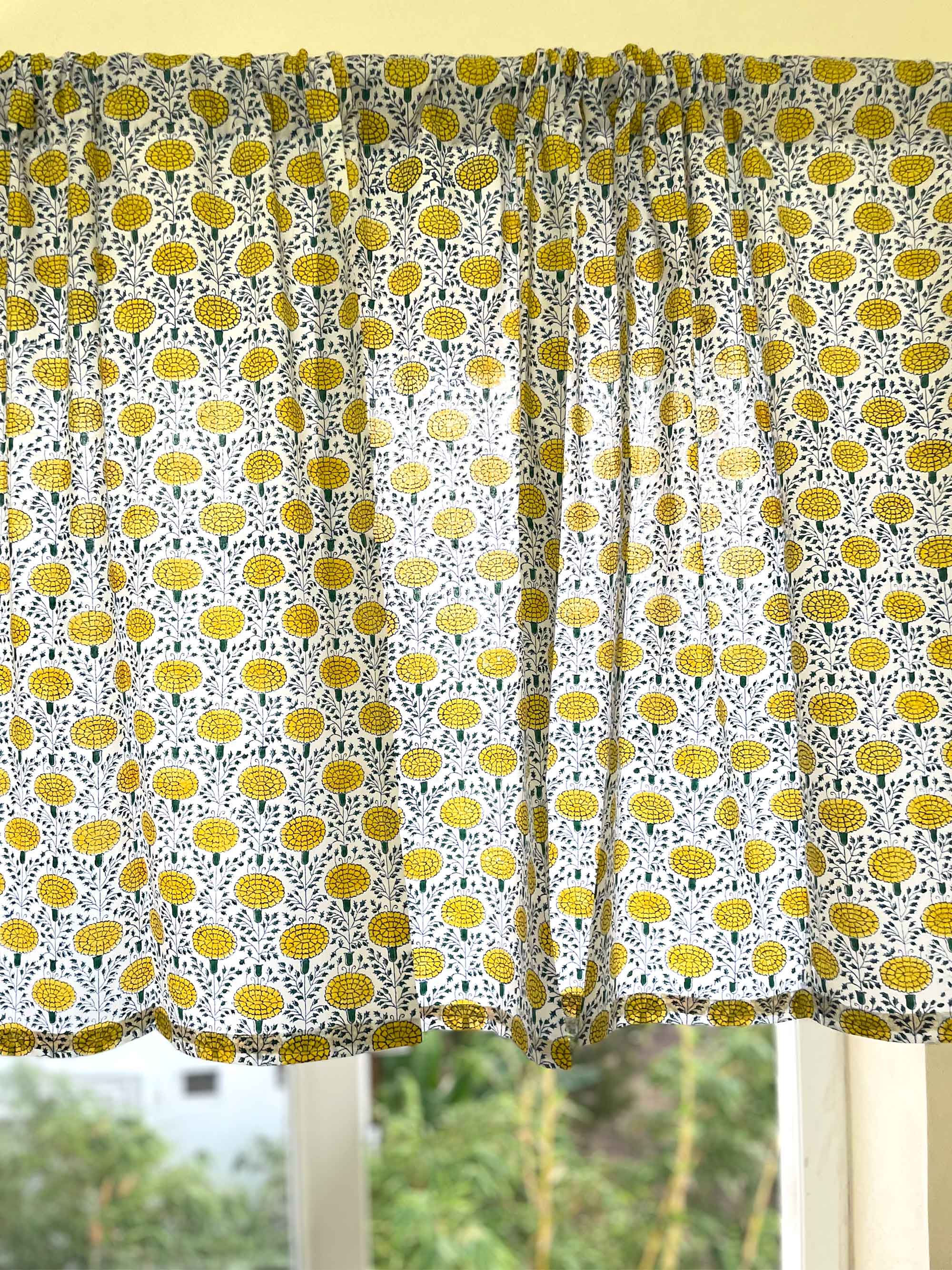 Marigold Print Cafe Curtains By DesiCrafts