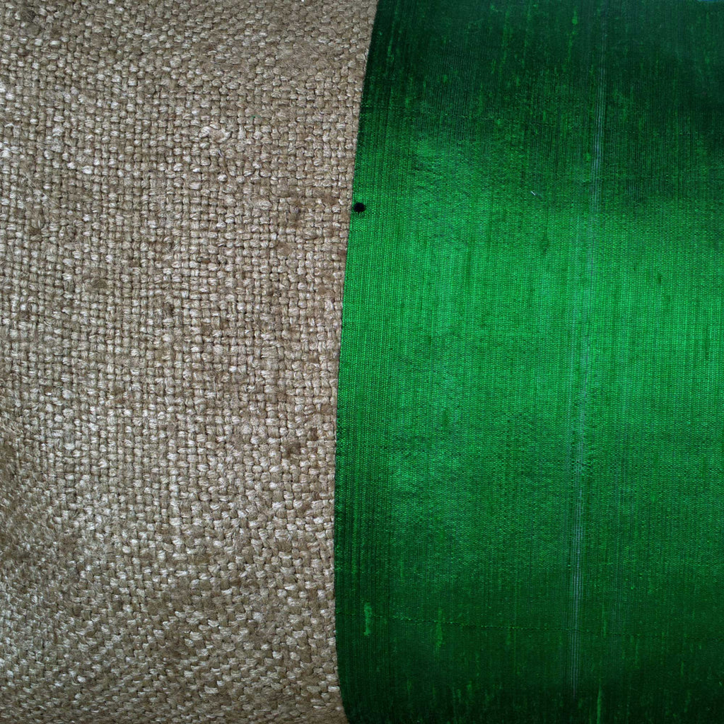 Jute Silk Green Yellow Bhagalpuri Jute Silk Pillow Cover Buy from India