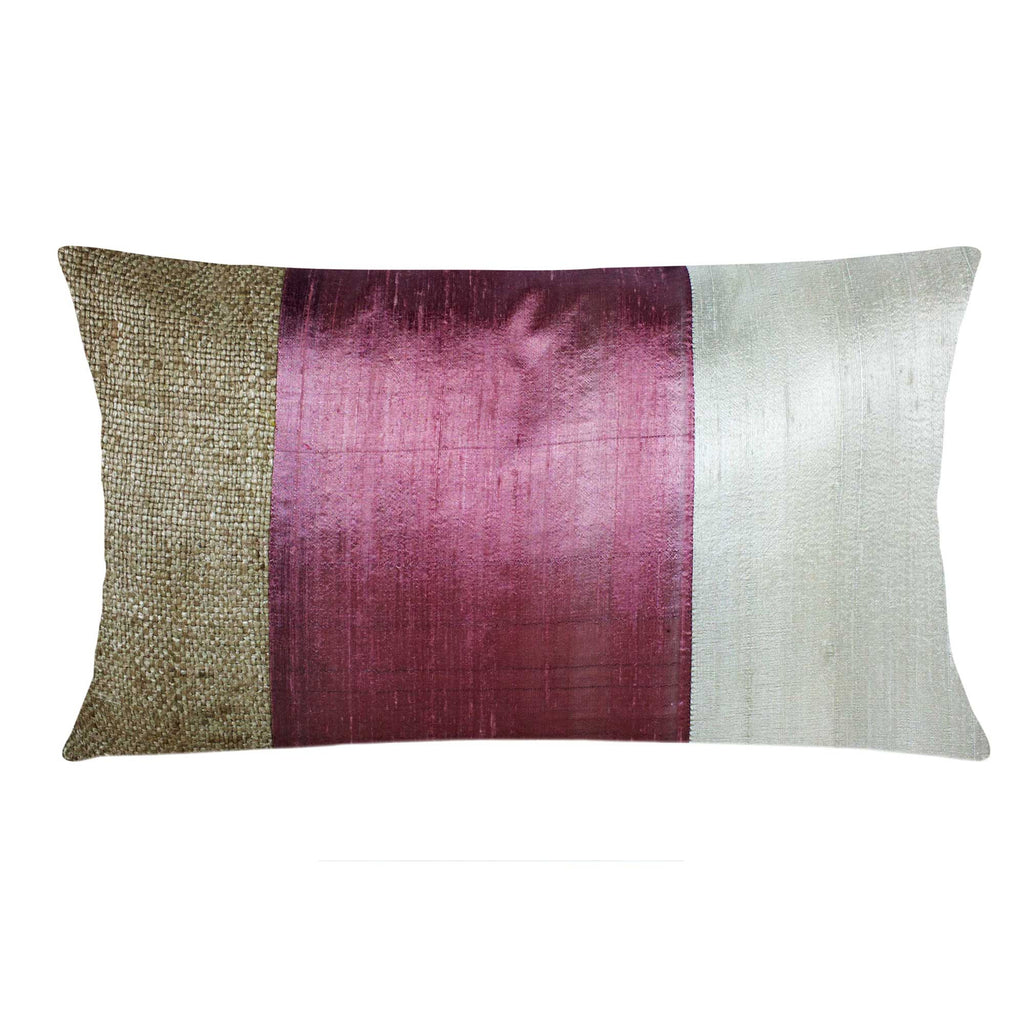 Rose Quartz and Beige Bhagalpuri Silk Cushion Pillow Cover 