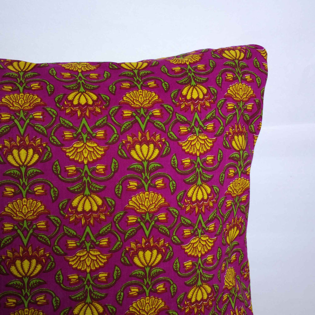 Yellow and Pink Cotton Cushion Cover