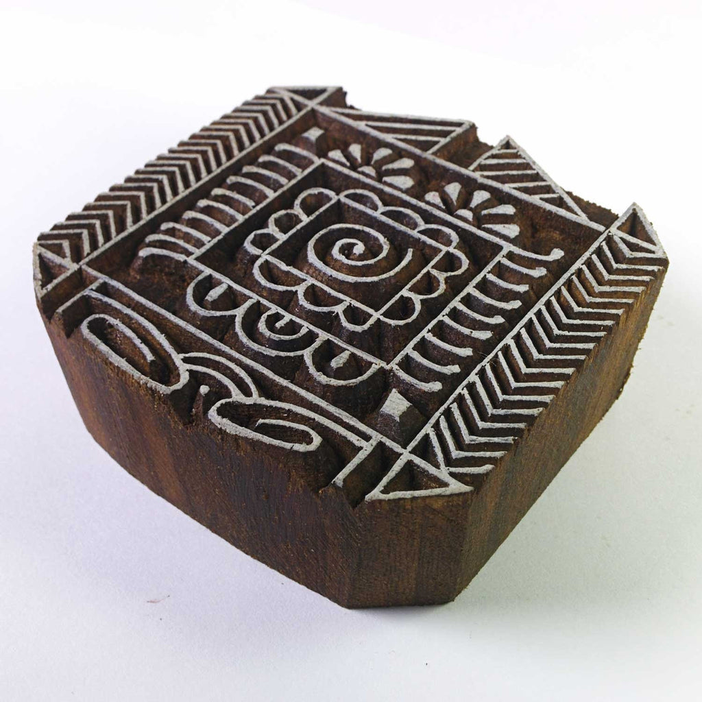 Square Tribal Pattern Wooden Stamp