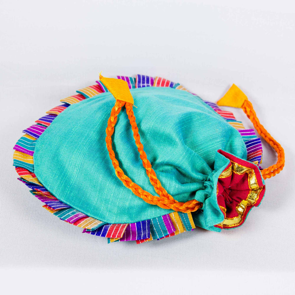 Sea Green Drawstring Silk Potli Bag Buy online from India
