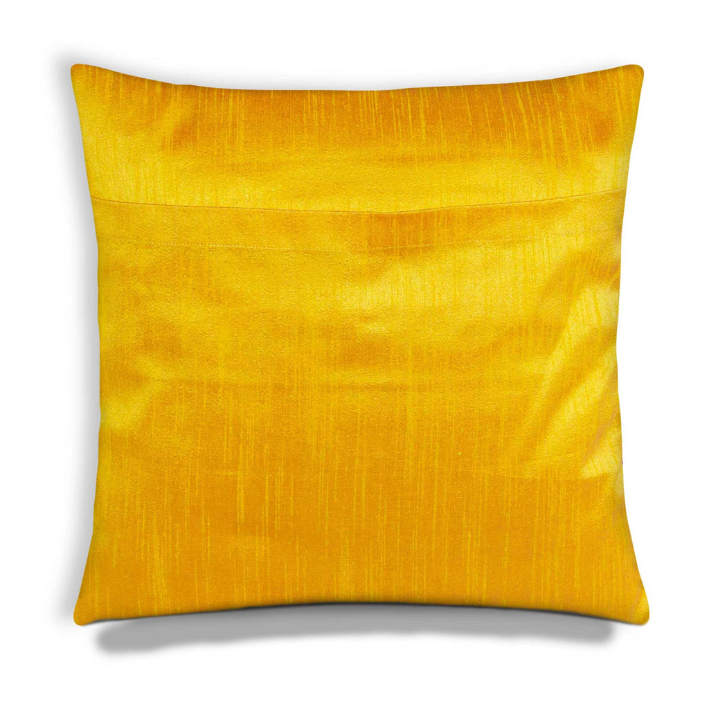 Sunny Yellow Raw silk cushion cover by DesiCrafts