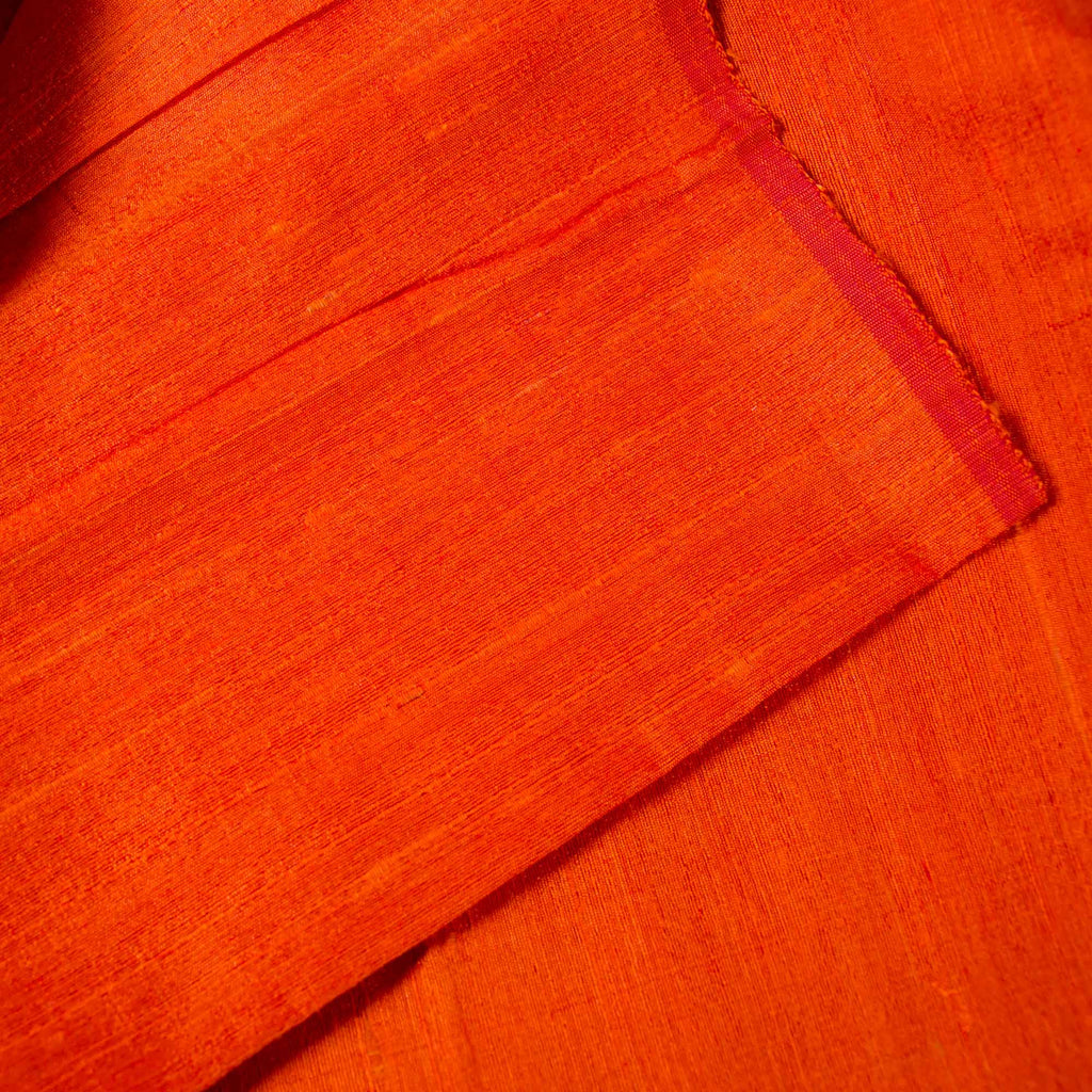 Orange pure raw silk buy online from India